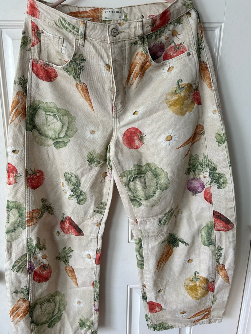 WE THE FREE GOOD LUCK PRINT BARREL JEANS - “VEGGIE GARDEN” - Picture 2 of 8